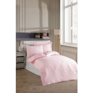 Lenjerie de pat pentru o persoana 2 piese, L'essentiel Maison, Water Yollu Saten, Bumbac;Poliester, Roz pudra imagine