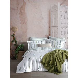 Lenjerie de pat dubla, L'essentiel Maison, Kilyos, Verde/Alb imagine