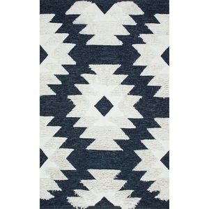 Covor rezistent Eko, AFR 01 - Navy, White, 100% bumbac, 160 x 230 cm imagine