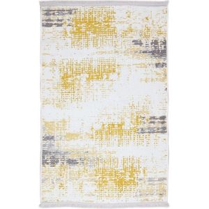 Covor Eko rezistent, NK 01 - Yellow, Grey, 100% poliester, 75 x 150 cm imagine