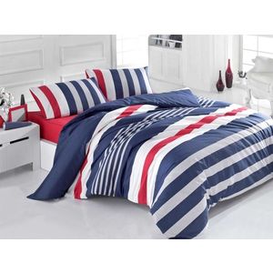 Lenjerie de pat dubla King (US) Stripe, Victoria, 3 piese, 260x220 cm, bumbac ranforce, negru/gri imagine