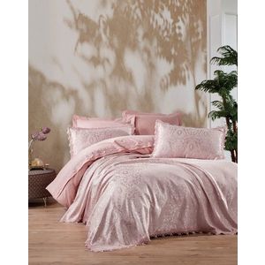 Set lenjerie de pat si cuvertura dubla Ranforce, L'essentiel Maison, Elegance, Roz pudra imagine
