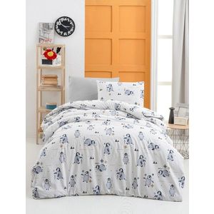 Lenjerie de pat pentru o persoana, L'essentiel Maison, Happy Young, Alb/Albastru inchis imagine