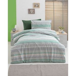 Lenjerie de pat pentru o persoana, L'essentiel Maison, Lines Young, Verde / Alb / Negru imagine