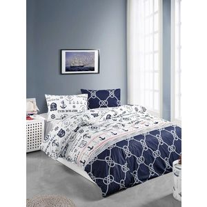 Lenjerie de pat pentru o persoana Single XL (DE), L'essentiel Maison, Rudder, Alb / Albastru închis / Roșu imagine