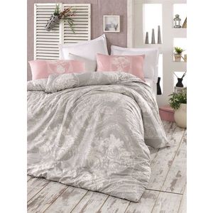 Lenjerie de pat pentru o persoana (FR), L'essentiel Maison, Madam Lili, Gri / Alb / Roz imagine