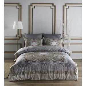 Lenjerie de pat pentru o persoana, L'essentiel Maison, Lucianna, Grey / Green / Brown / Beige imagine