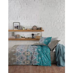 Lenjerie de pat pentru o persoana (FR), L'essentiel Maison, Bari, Gri / Turcoaz / Maro imagine