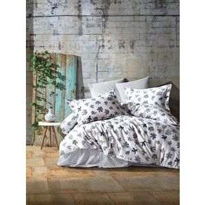 Lenjerie de pat dubla (DE), L'essentiel Maison, Fleur, White / Grey / Dark Blue imagine