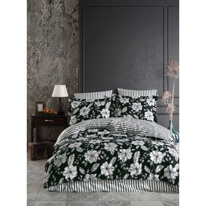 Lenjerie de pat dubla King (FR), L'essentiel Maison, Hakkı, Verde închis/Alb imagine