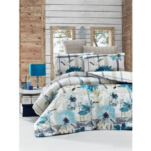 Lenjerie de pat pentru o persoana (EU) (IT), 2 piese, L'essentiel Maison, Vanesa, Albastru / Verde măsliniu / Gri imagine