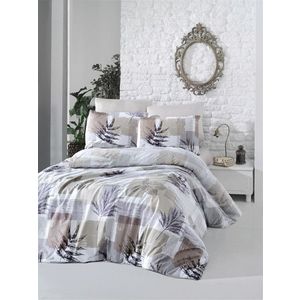Lenjerie de pat pentru o persoana (FR), L'essentiel Maison, Leaf, Maro / Alb / Mov / Maro / Gri imagine