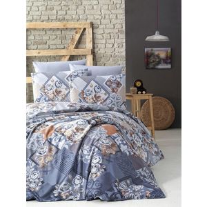 Lenjerie de pat pentru o persoana (DE), L'essentiel Maison, Diana, Albastru / Alb / Maro / Portocaliu imagine
