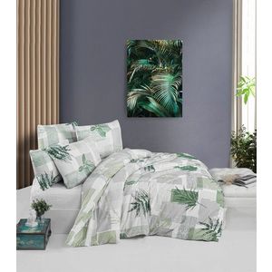 Lenjerie de pat pentru o persoana (DE), L'essentiel Maison, Leaf, Verde / Alb / Gri imagine