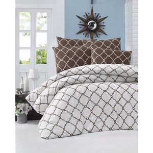 Lenjerie de pat pentru o persoana (DE), L'essentiel Maison, Symbol, Alb/Maro imagine