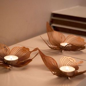 Set suporturi lumanari, Papilio Tealight Set of 3, Cupru imagine