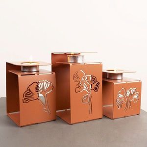 Set suporturi lumanari, Ginkgo Tealight, Rosu imagine