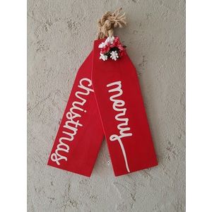 Decoratiune de perete, Merry Christmas, 10x2x30 cm, Rosu imagine