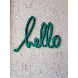 Decoratiune de perete, Hello, 40x2x38 cm, Verde imagine