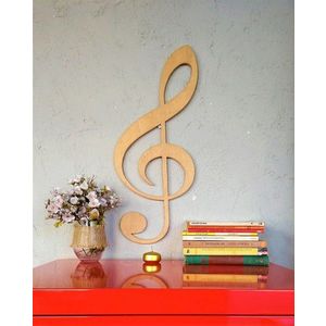 Decoratiune de perete, Treble Clef, 25x1.8x60 cm, Maro imagine