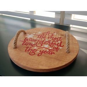 Tava pentru servire, Wonderful Time, 32x32x2 cm, Natural imagine