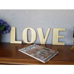 Decoratiune de perete, Gold Love, 45x2x25 cm, Auriu imagine
