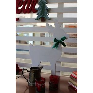 Decoratiune de perete, White Deer 2, 40x28x2 cm, Alb imagine