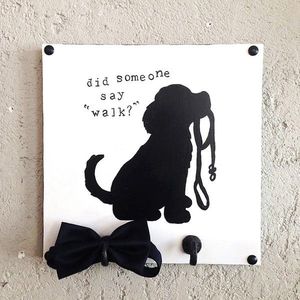 Suport chei, Walk, 25x25x1.8 cm, Alb/Negru imagine