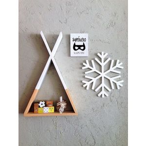 Raft de perete, Tent, 40x65x8.5 cm, Maro/Alb imagine