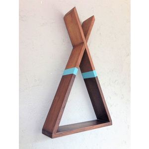 Raft de perete, Tent, 40x65x8.5 cm, Nuc / Albastru imagine