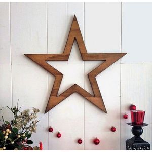 Decoratiune de perete, Wooden Star, 62x62x1.8 cm, Maro imagine