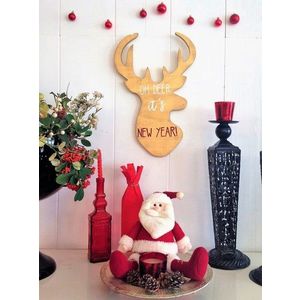 Decoratiune de perete, Oh Deer, 33x2x50 cm, Auriu imagine