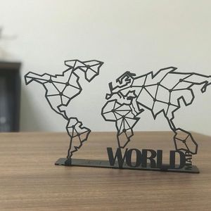 Decoratiune, World Map Pod, 30x16 cm, Negru imagine