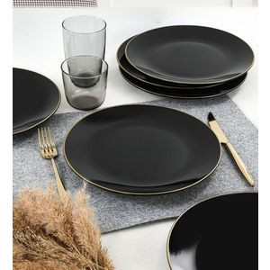 Set 6 farfurii intinse ST040106F650, Keramika, 25x25x3.7 cm, ceramica, negru imagine