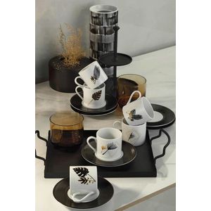 Set cesti de cafea, Hermia, 973BRS1601, Farfurie pentru ceașcă de cafea: 12 x 12 x 2 cm (6 bucăți), Multicolor imagine