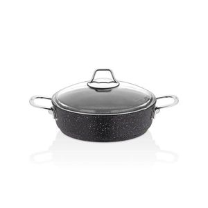 Oala, Hermia, 440FLZ1115, Invelis din granit, Capac de sticlă (1 bucată), Negru imagine