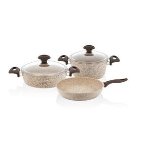 Set vase pentru gatit, Hermia, 440FLZ1137, Invelis din granit, Capac pentru oală mare (1 bucată), Crem imagine