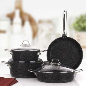 Set vase pentru gatit, Hermia, 440FLZ1147, Dimensiune: 20 x 9 cm / 2700 ml, Negru/Argintiu imagine