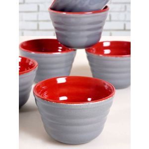 Set boluri ceramice, Hermia, 275KRM1485, Antibacterian, Gri/Roșu imagine