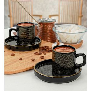 Set cesti de cafea, Hermia, 275KRM1544, Antibacterian, Negru imagine