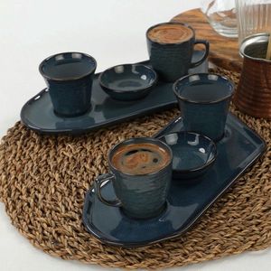 Set cesti de cafea, Hermia, 275KRM1435, Antibacterian, Albastru navy imagine