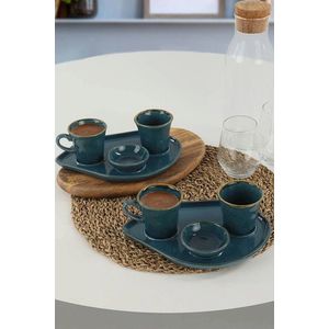 Set cesti de cafea, Hermia, 275KRM1186, Farfurie: 26 cm (2 bucăți), Albastru imagine