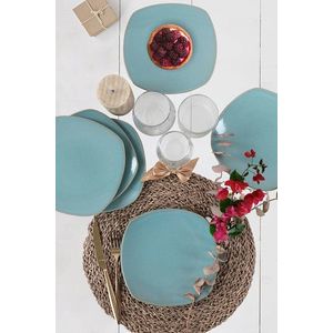 Set farfurii din ceramica pentru desert, Hermia, 275KRM1274, Turcoaz imagine