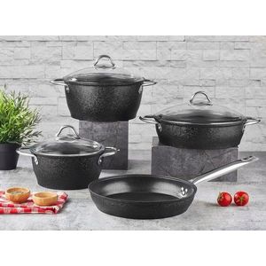 Set vase pentru gatit, Hermia, 721NBL3105, Manere nituite din otel inoxidabil, Negru imagine