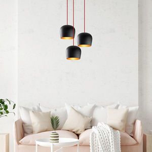 Lustra, Opviq, 525NOR1656, Negru/Rosu imagine