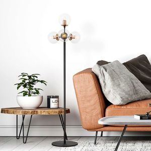 Lampadar, Opviq, 942FLG1507, Negru/Maro antic imagine