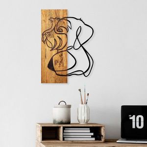 Decoratiune de perete, Mr.Dog, Dimensiune: 35 x 3 x 50 cm, Negru / Nuc deschis imagine