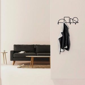 Cuier de perete, Geometric 2, Dimensiune: 61 x 23 cm, Negru imagine