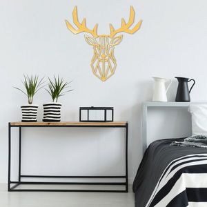 Decoratiune de perete, Deer2 Metal Decor, Dimensiune: 51 x 51 cm, Auriu imagine