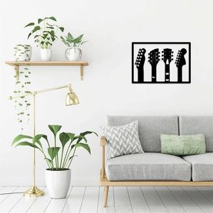 Decoratiune de perete, Guitar, Dimensiune: 46 x 32 cm, Negru imagine